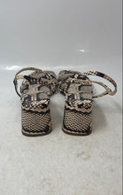 Load image into Gallery viewer, Zara Womens Brown Leather Snakeskin Print Block Heel Strappy Sandals Size 9
