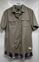Load image into Gallery viewer, Buffalo By David Bitton Mens Khaki Short Sleeve Utility Button-Up Shirt Size L
