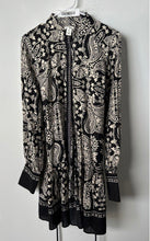 Load image into Gallery viewer, H&amp;M Womens Black &amp; White Paisley Long Sleeve Tie-Waist Shirt Dress Size S
