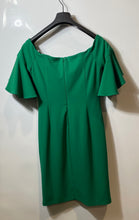 Load image into Gallery viewer, Calvin Klein Womens Green Flared Sleeve V-Neck Back Zip Ruched Sheath Dress Sz 8
