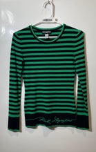 Load image into Gallery viewer, Karl Lagerfeld Womens Green Black Round Neck Long Sleeve Pullover Sweater Sz XS
