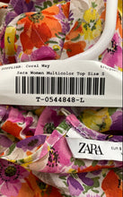 Load image into Gallery viewer, Zara Womens Multicolor Floral Tie Front Sheer Ruffle Sleeve Blouse Top Size S
