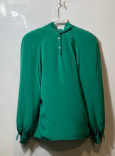 Load image into Gallery viewer, Anna Kriste Womens Green Balloon Sleeve Mock Neck Blouse Top Size 10
