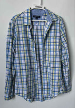 Load image into Gallery viewer, Tommy Hilfiger Mens Yellow Blue Plaid Long Sleeve Button-Up Shirt Size Large
