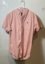 Load image into Gallery viewer, US Polo Assn. Mens Light Pink Striped Cotton Short Sleeve Button-Up Shirt Size S

