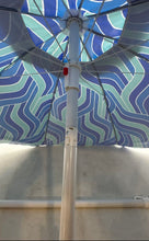 Load image into Gallery viewer, Bluewater Beach Blue Green Wave Print Portable Adjustable Height 6 FT. Umbrella
