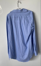 Load image into Gallery viewer, Calvin Klein Mens Light Blue Striped Slim Fit Non-Iron Dress Shirt Size 16 Tall
