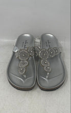 Load image into Gallery viewer, Mila Paoli Womens Silver Embellished Slip-On Wedge Heel Thong Sandal Size 7
