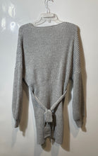 Load image into Gallery viewer, Guess Womens Gray Long Sleeve Belted Cable-Knit Sweater Dress Size Large
