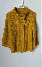 Load image into Gallery viewer, Vertigo Womens Yellow Knit 3/4 Sleeve Mock Neck Cardigan Sweater Size Small
