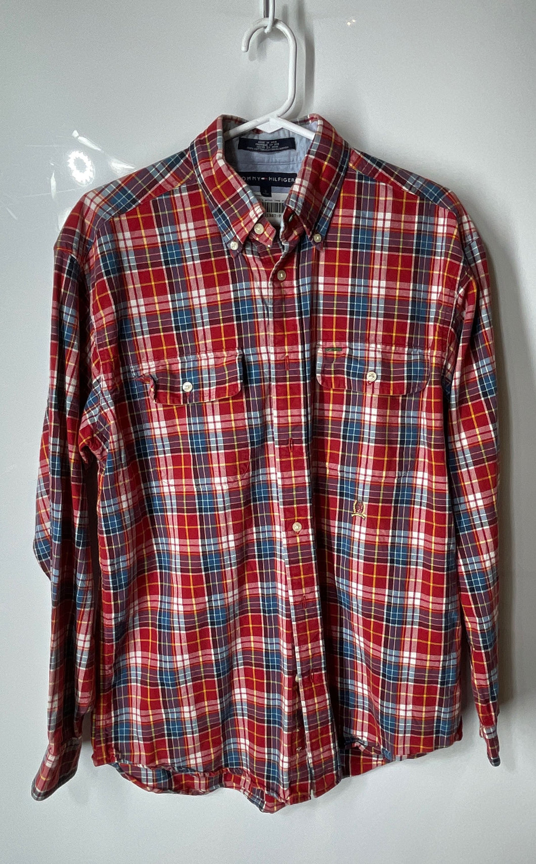 Tommy Hilfiger Mens Multicolor Plaid Cotton Long Sleeve Button-Up Shirt Size S