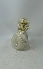 Load image into Gallery viewer, Antique Blonde Curly Hair Blue Eyes Ceramic Play Doll In Maxi Dress With Stand
