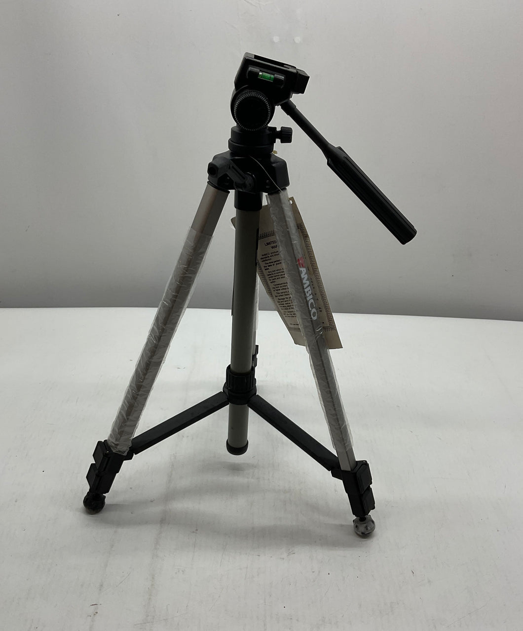 Ambico V-0552 Black Gray Adjustable Height Quick Release Video Tripod With Tag