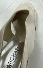Load image into Gallery viewer, Michael Kors Womens Beige Leather Peep Toe Stiletto Slingback Heels Size 8M
