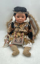 Load image into Gallery viewer, Black Hair Brown Eyes Collectible Native American Porcelain Girl Doll
