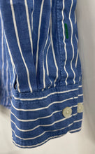 Load image into Gallery viewer, Tommy Hilfiger Mens Blue White Striped Cotton Long Sleeve Button-Up Shirt Size L
