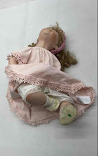 Load image into Gallery viewer, Blonde Curly Hair Closed Eyes Porcelain Doll In Removable Pink Dress
