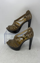 Load image into Gallery viewer, Michael Kors Womens Joslyn Brown Leather Peep Toe High Platform Heels Size 6 M
