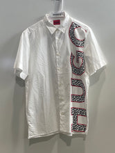 Load image into Gallery viewer, Hugo Boss Mens White Graphic Print Short Sleeve Straight Fit Button-Up Shirt M
