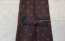 Load image into Gallery viewer, John Weitz Mens Brown Geometric Print Adjustable Formal Pointed Tie
