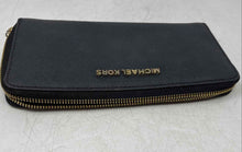 Load image into Gallery viewer, Michael Kors Womens Black Textured Leather Accordion Zip-Around Wallet
