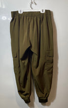 Load image into Gallery viewer, Zara Womens Green Button Front Cargo Pockets Tapered Leg Jogger Pants Size M
