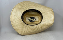 Load image into Gallery viewer, Twister Mens Beige Straw Wide Brim Adjustable Western Cowboy Hat Size 7 1/4
