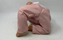 Load image into Gallery viewer, Reborn Closed Eyes White Graphic T-Shirt And Pink Striped Pants Vinyl Doll
