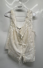 Load image into Gallery viewer, Zara Womens Beige Sleeveless Ruffle Tie Front Cropped Tank Top Size XXL
