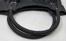 Load image into Gallery viewer, Nine West Womens Black Faux Leather Braided Handles Inner Pocket Satchel Handbag
