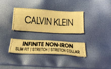 Load image into Gallery viewer, Calvin Klein Mens Blue Non-Iron Slim Fit Stretch Dress Shirt Size 2XL 18 34/35
