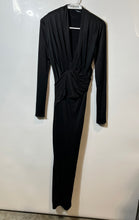 Load image into Gallery viewer, Zara Womens Black Long Sleeve V-Neck Side Slit Draped Maxi Dress Size Small
