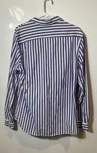 Load image into Gallery viewer, Zara Mens Blue White Slim Fit Collared Button-Up Shirt Size Large
