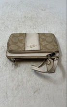 Load image into Gallery viewer, Coach Womens Beige White Monogram Credit Card Slots Corner Zip Wristlet Wallet

