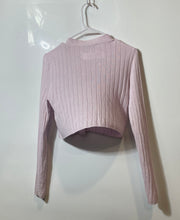 Load image into Gallery viewer, Zara Womens Pink Ribbed Knit Long Sleeve Cropped Cardigan Sweater Size Small
