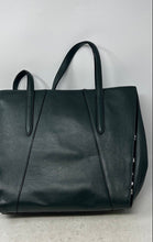 Load image into Gallery viewer, Antonio Melani Womens Green Leather Bottom Studs Double Handle Tote Handbag
