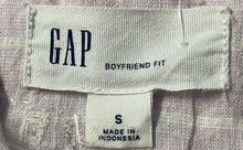 Load image into Gallery viewer, Gap Womens White Striped Lilac Linen Cotton Boyfriend Fit Button-Up Shirt Size S
