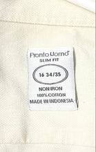 Load image into Gallery viewer, Pronto Uomo Mens Light Beige Cotton Long Sleeve Slim Fit Dress Shirt Sz 16 34/35

