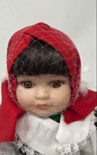 Load image into Gallery viewer, Royalton Collection Hand Painted Green Dress Red Scarf Porcelain Doll
