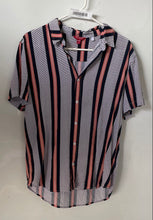 Load image into Gallery viewer, Guess Mens Multicolor Striped Short Sleeve Collared Button-Up Shirt Size M

