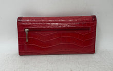 Load image into Gallery viewer, Unbranded Womens Red Genuine Leather Croc-Embossed Zipper Designer Snap Wallet
