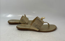 Load image into Gallery viewer, Michael Kors Womens Golden Tone Leather Flat Thong Sandals Size 10
