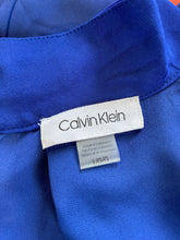 Load image into Gallery viewer, Calvin Klein Womens Blue Keyhole Back Ruffle Front Sleeveless Blouse Top Size L
