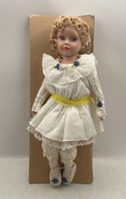 Load image into Gallery viewer, Blonde Curly Hair White Dress Blue Flower 21 Inch Collection Fashion Doll
