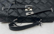 Load image into Gallery viewer, My Flat In London Womens Black Quilted Inner Pocket Bottom Stud Satchel Purse
