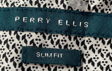 Load image into Gallery viewer, Perry Ellis Mens Black White Printed Short Sleeve Slim Fit Button-Up Shirt Sz M
