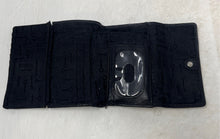 Load image into Gallery viewer, Fossil Womens Black Pebbled Leather ID &amp; Credit Card Slots Trifold Wallet
