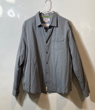 Load image into Gallery viewer, Penguin Mens Gray Striped Long Sleeve Collared Button-Up Shirt Size XXL
