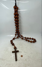 Load image into Gallery viewer, Wall Wooden Round Beads Cross Crucifix Christian Religious Rosaries
