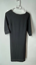 Load image into Gallery viewer, Ann Taylor Womens Black And White Half Sleeve Belted Short Sheath Dress Size XSP
